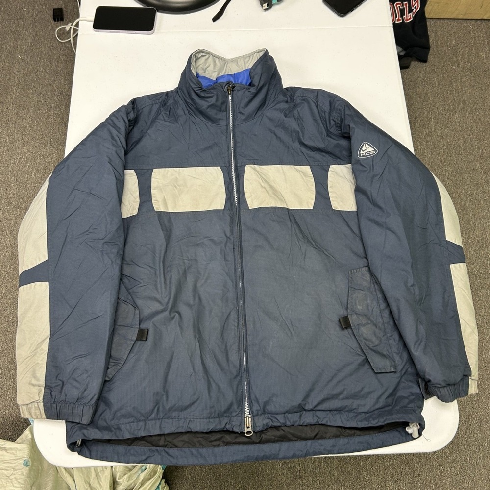 Nike ACG Jacket Mens Medium Navy Grey Thermal Layer 2 Insulated Puffer Full Zip